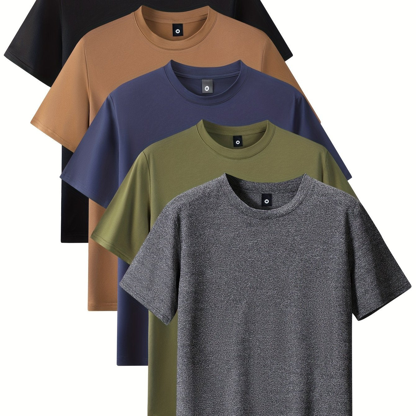 Niels | Men's 5-Piece Sports T-Shirt Set with Comfortable Stretch Round Neck