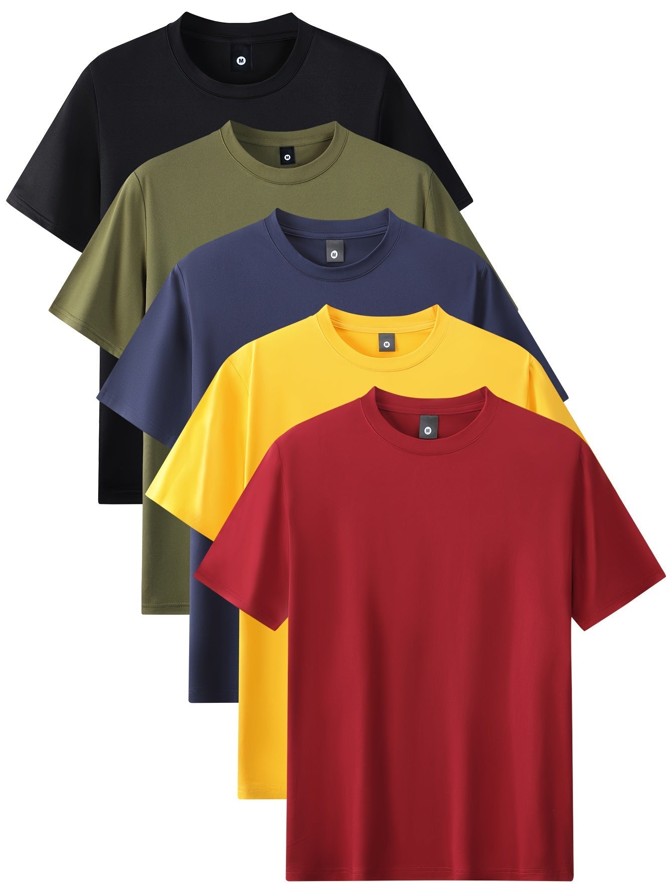Niels | Men's 5-Piece Sports T-Shirt Set with Comfortable Stretch Round Neck