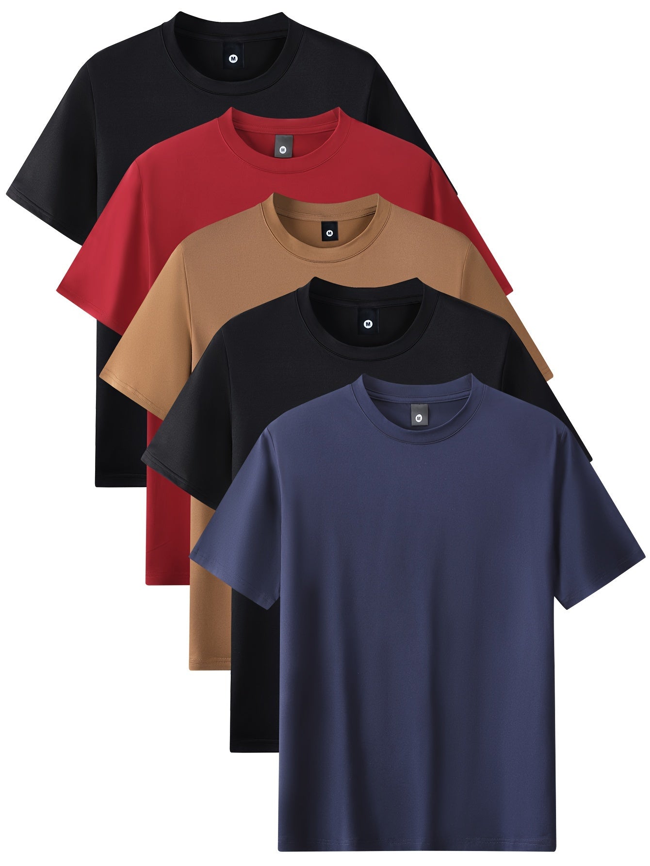 Niels | Men's 5-Piece Sports T-Shirt Set with Comfortable Stretch Round Neck