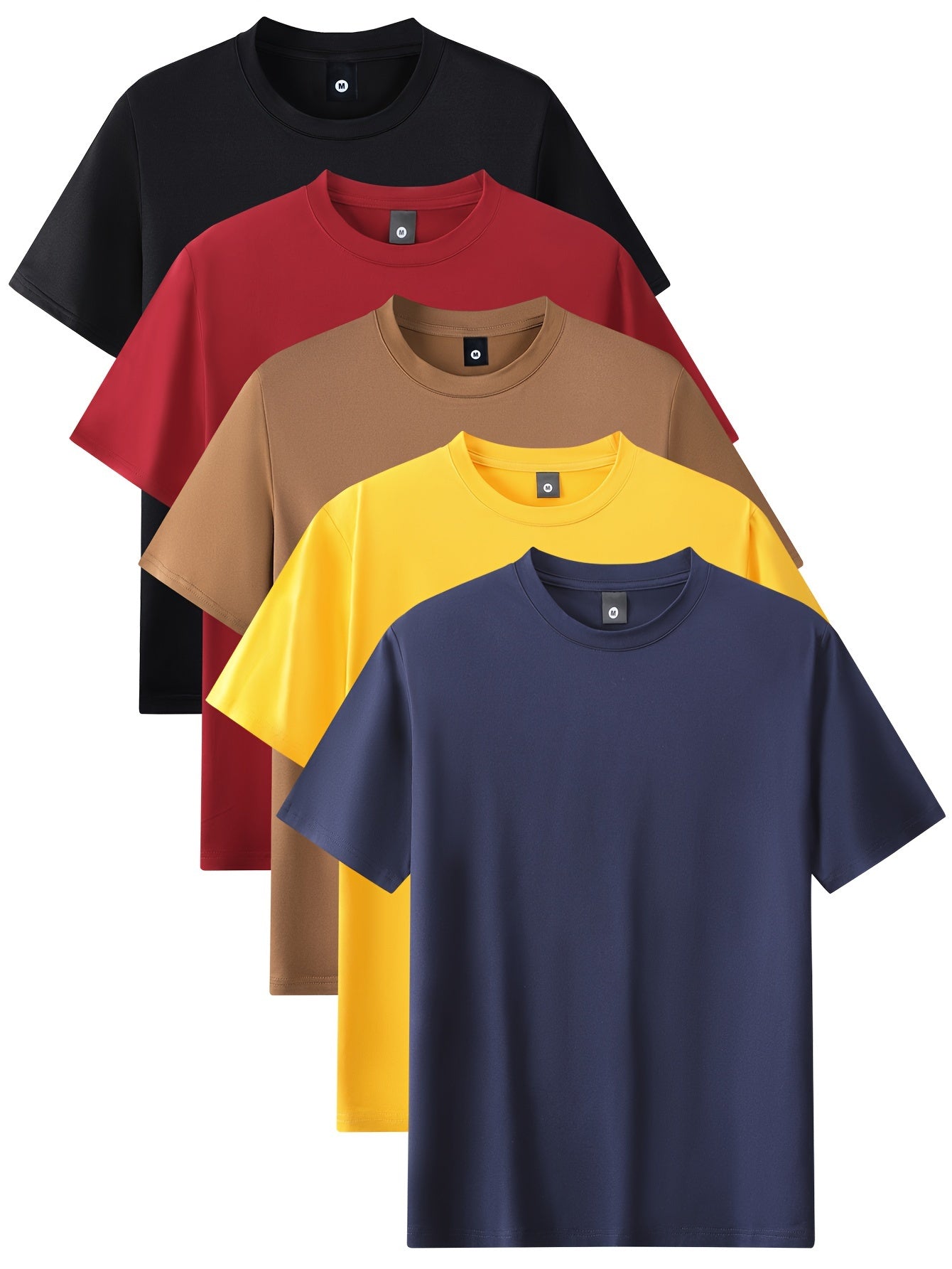 Niels | Men's 5-Piece Sports T-Shirt Set with Comfortable Stretch Round Neck