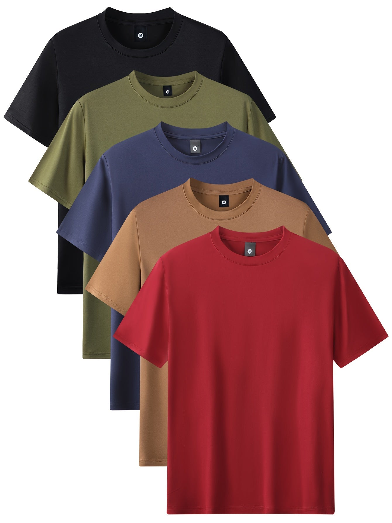 Niels | Men's 5-Piece Sports T-Shirt Set with Comfortable Stretch Round Neck