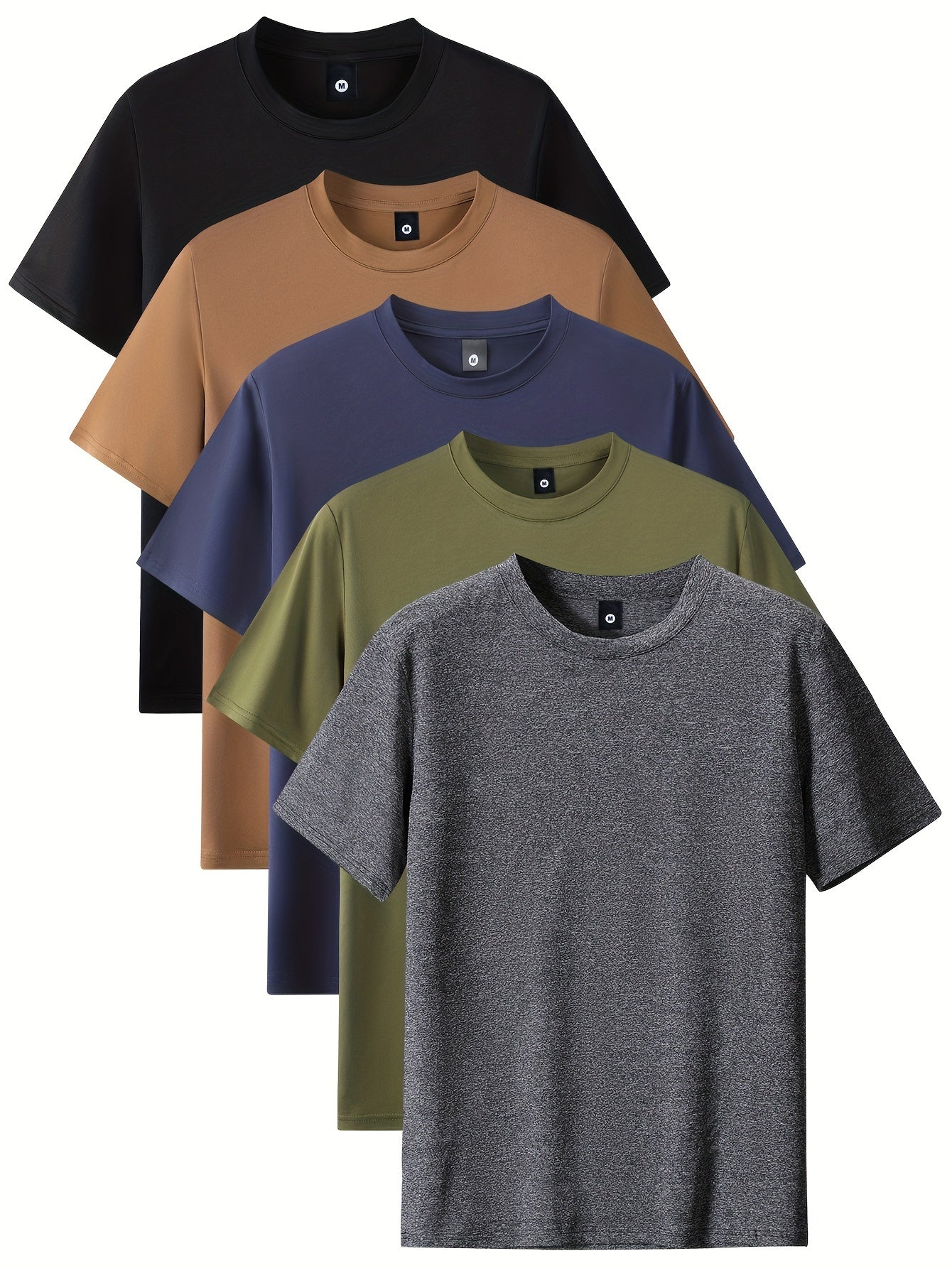 Niels | Men's 5-Piece Sports T-Shirt Set with Comfortable Stretch Round Neck