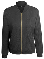 Nina | Textured Casual Bomber Jacket with Zip Closure