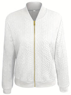 Nina | Textured Casual Bomber Jacket with Zip Closure