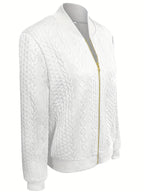 Nina | Textured Casual Bomber Jacket with Zip Closure