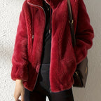 Nina | Cozy Teddy Jacket with Drawstring and Zip Closure