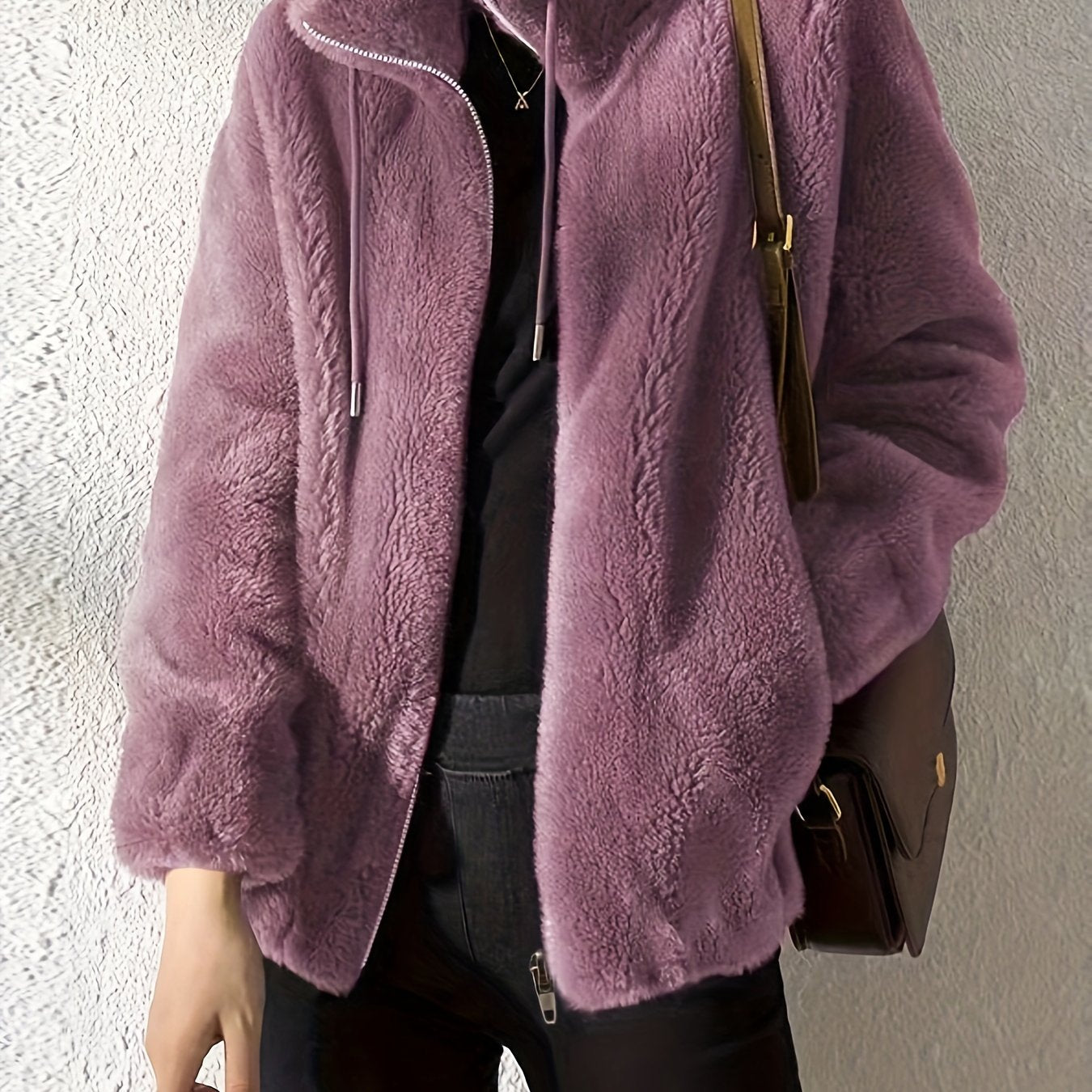 Nina | Cozy Teddy Jacket with Drawstring and Zip Closure