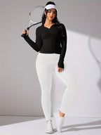 Nina | Solid Color Casual Sports Jacket with Long Sleeves and Full Zip