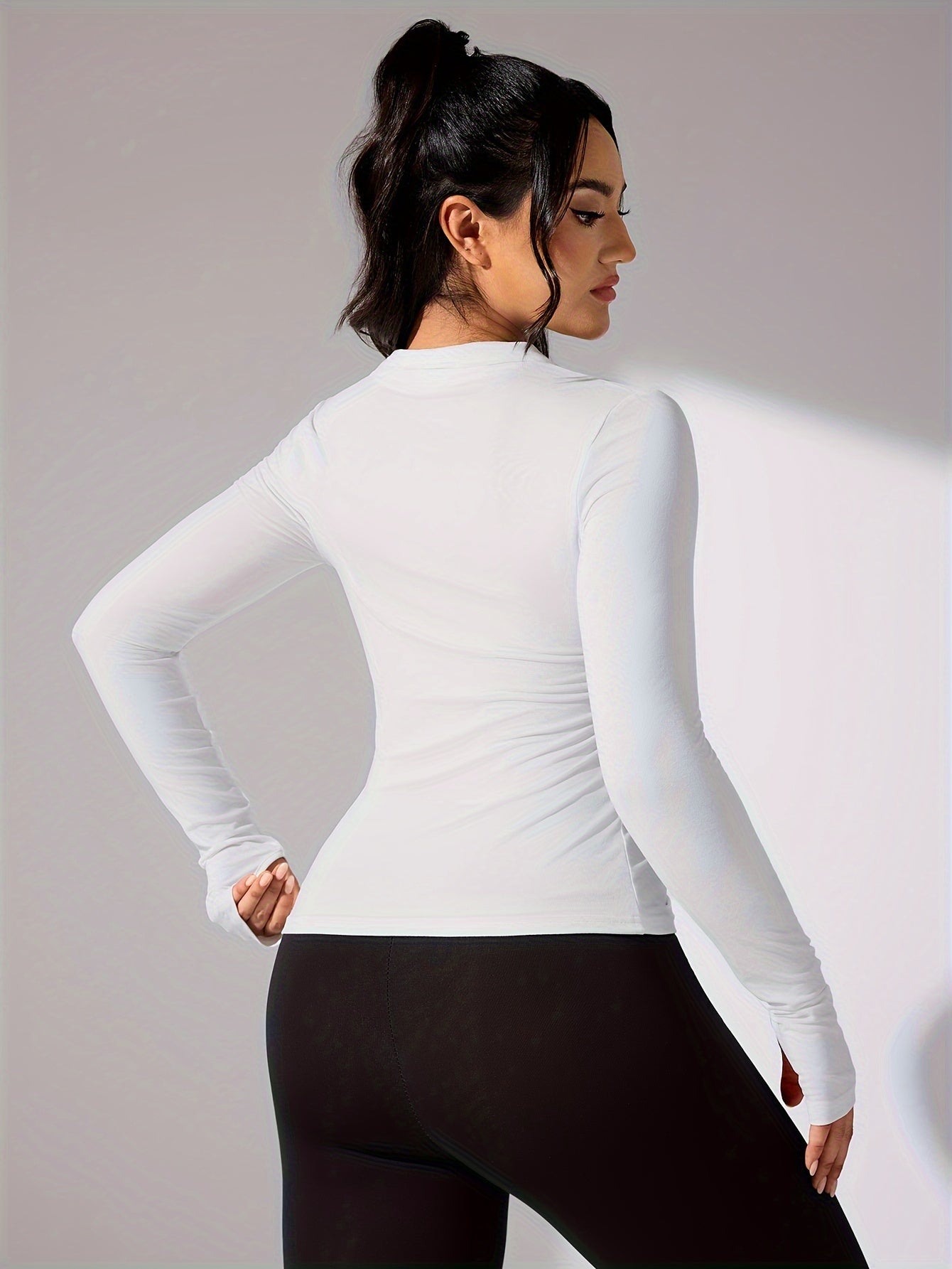 Nina | Solid Color Casual Sports Jacket with Long Sleeves and Full Zip