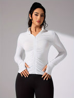 Nina | Solid Color Casual Sports Jacket with Long Sleeves and Full Zip