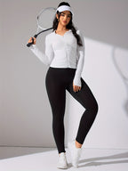 Nina | Solid Color Casual Sports Jacket with Long Sleeves and Full Zip