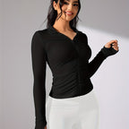 Nina | Solid Color Casual Sports Jacket with Long Sleeves and Full Zip