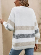 Nina | V-Neck Color Block Knitted Cardigan
