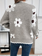 Nina | V-Neck Floral Pattern Knitted Sweater