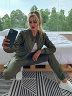 Nina | Solid Color Padded Bomber Jacket