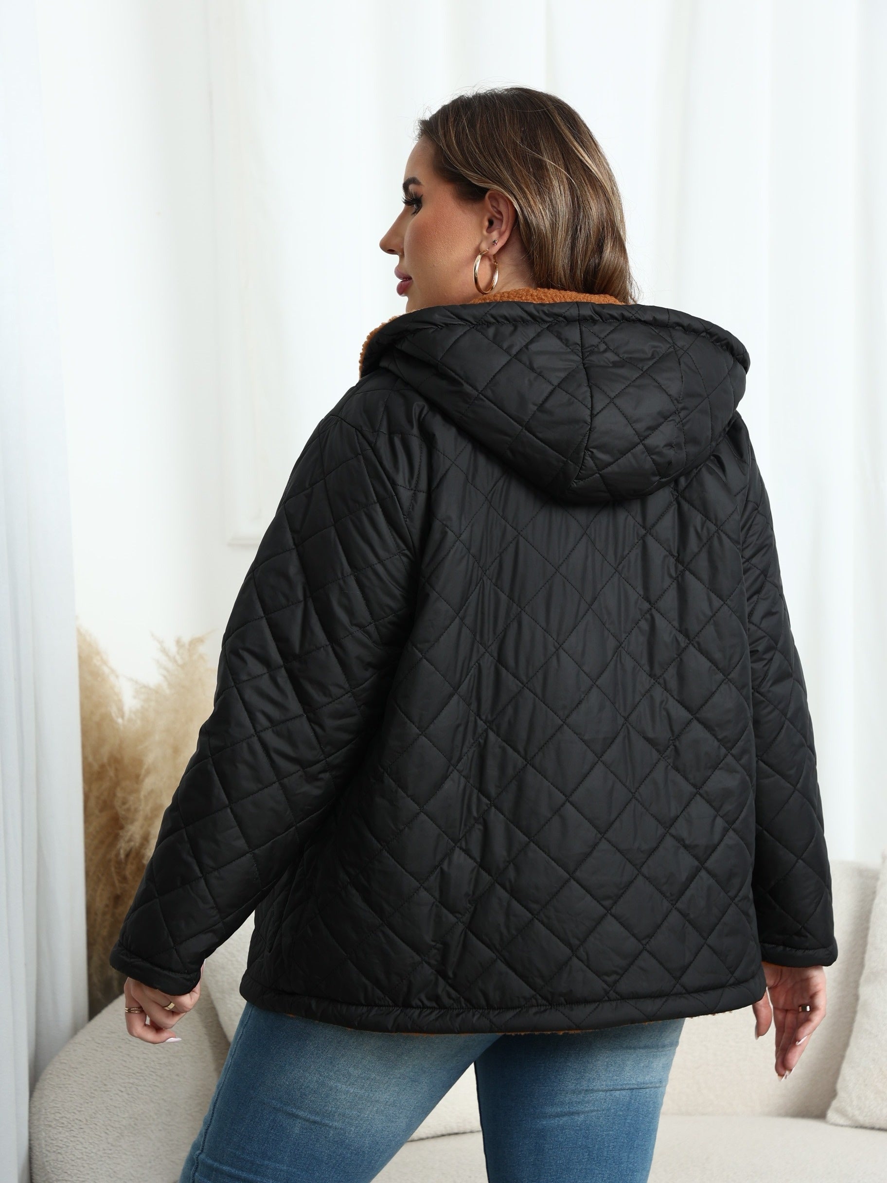 Nina | Plus Size Hooded Quilted Jacket with Plush Lining