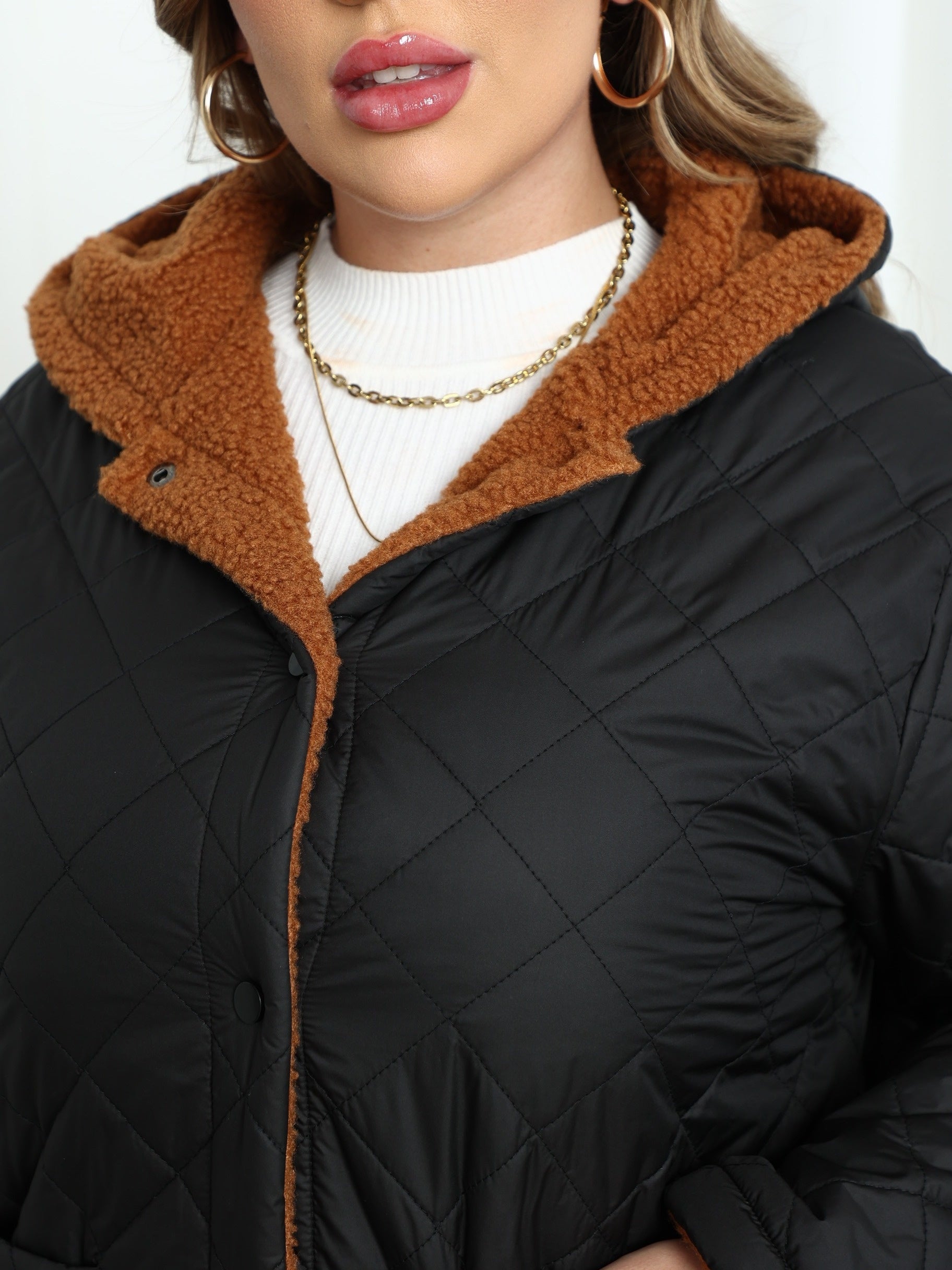 Nina | Plus Size Hooded Quilted Jacket with Plush Lining