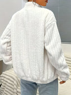 Nina | Long Sleeve Zip Teddy Jacket with Ribbed Details