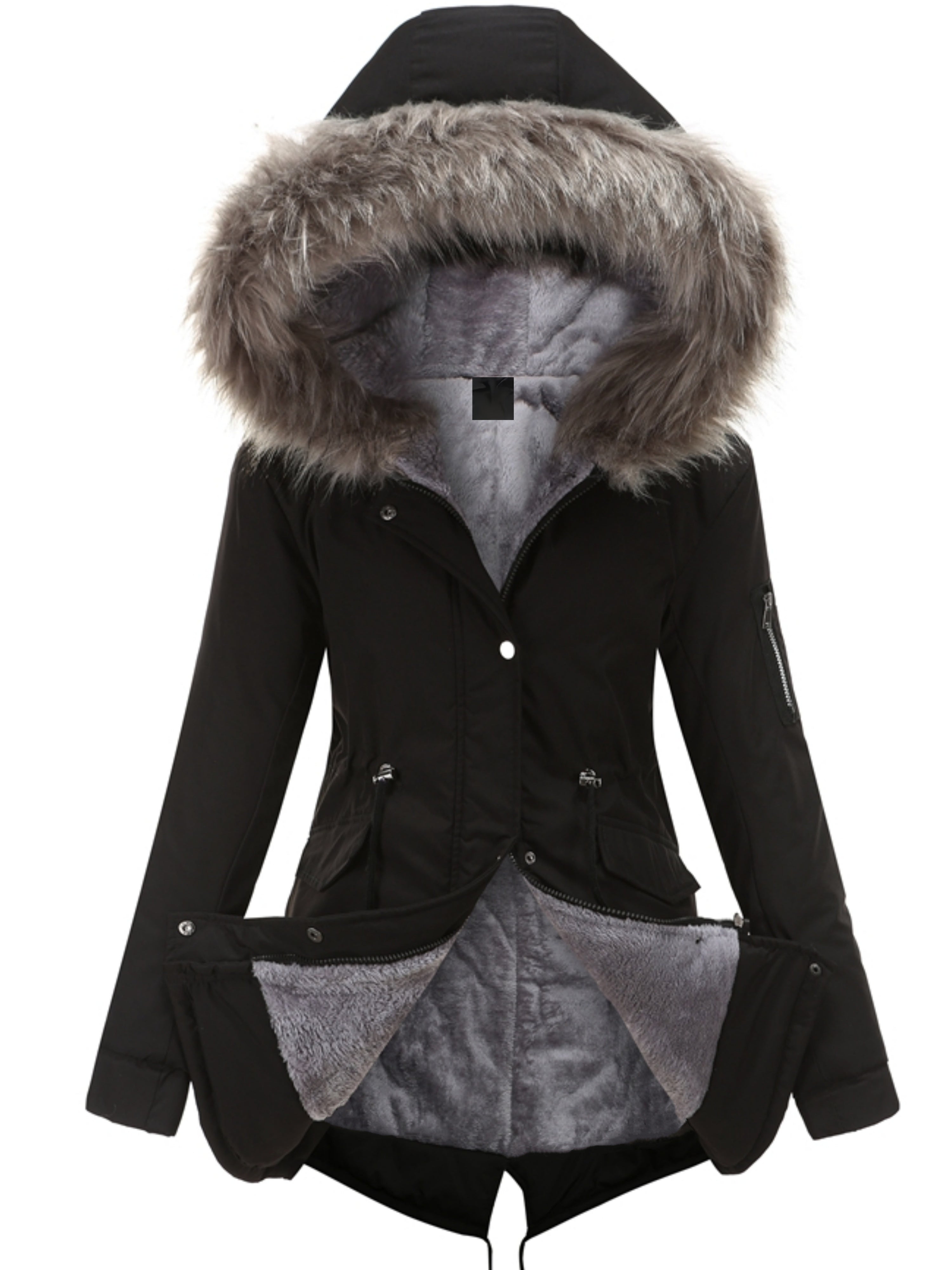 Nina | Cozy Zip-Up Fuzzy Hoodie Parka