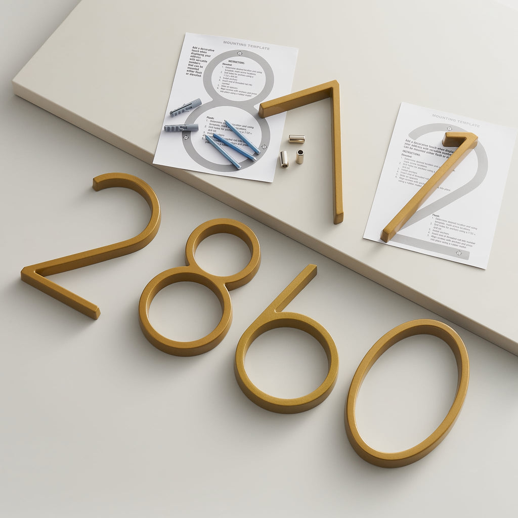 Satin Finish Brass House Numbers – Classic Elegance