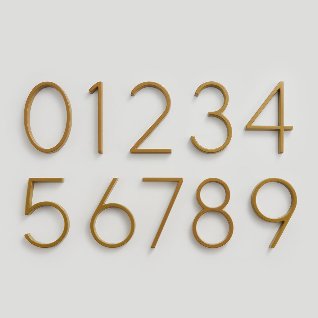 Satin Finish Brass House Numbers – Classic Elegance