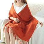 Oversized Luxe Checked Winter Scarf with Fringes