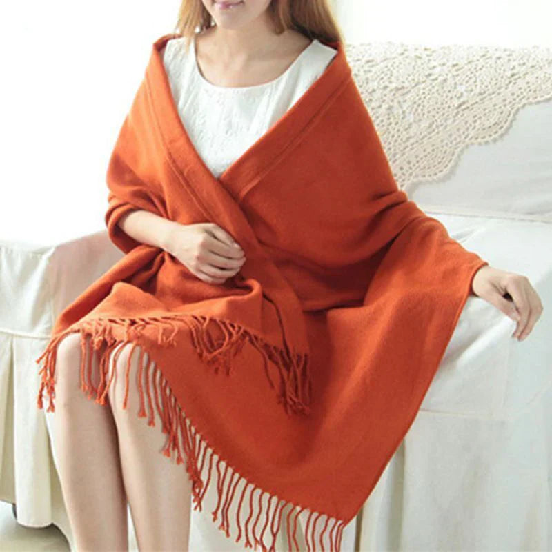 Oversized Luxe Checked Winter Scarf with Fringes