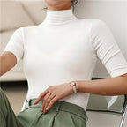 Elegant Long Sleeve Slim Fit Top for Women with Collar