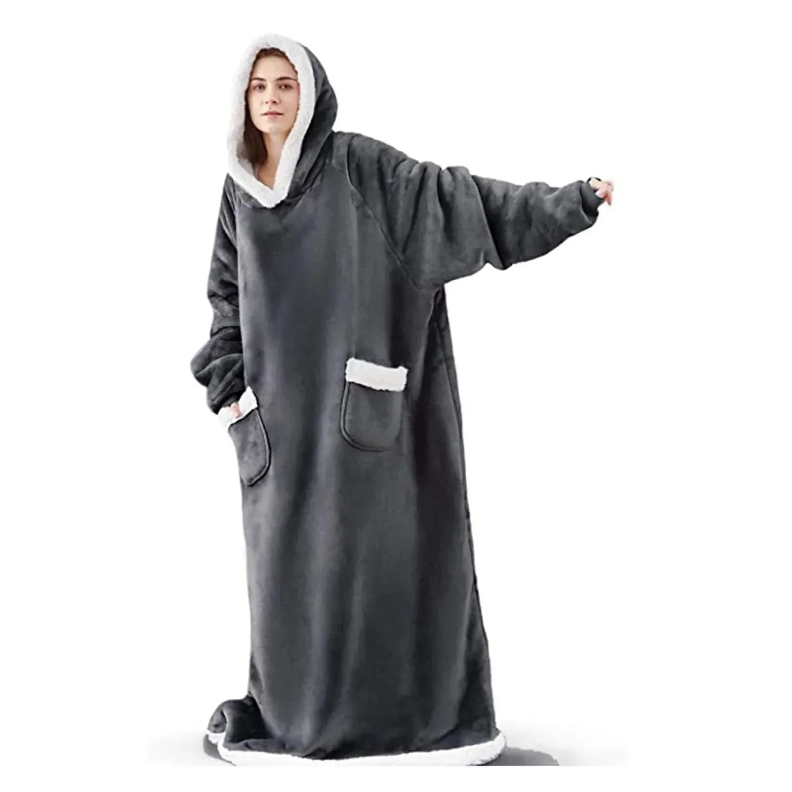 Oversized Sleeved Blanket Robe with Head Opening