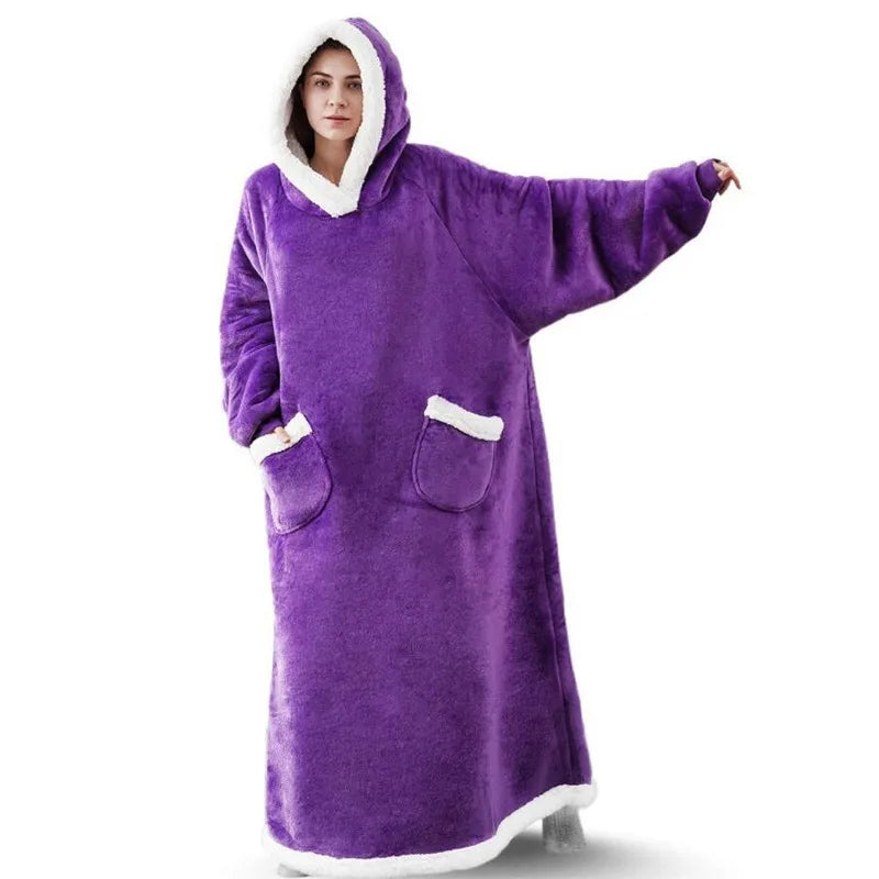 Oversized Sleeved Blanket Robe with Head Opening