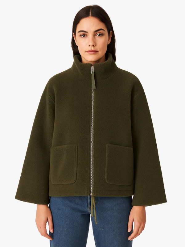 Cozy Oversized Women's Winter Jacket with Zipper and Pockets