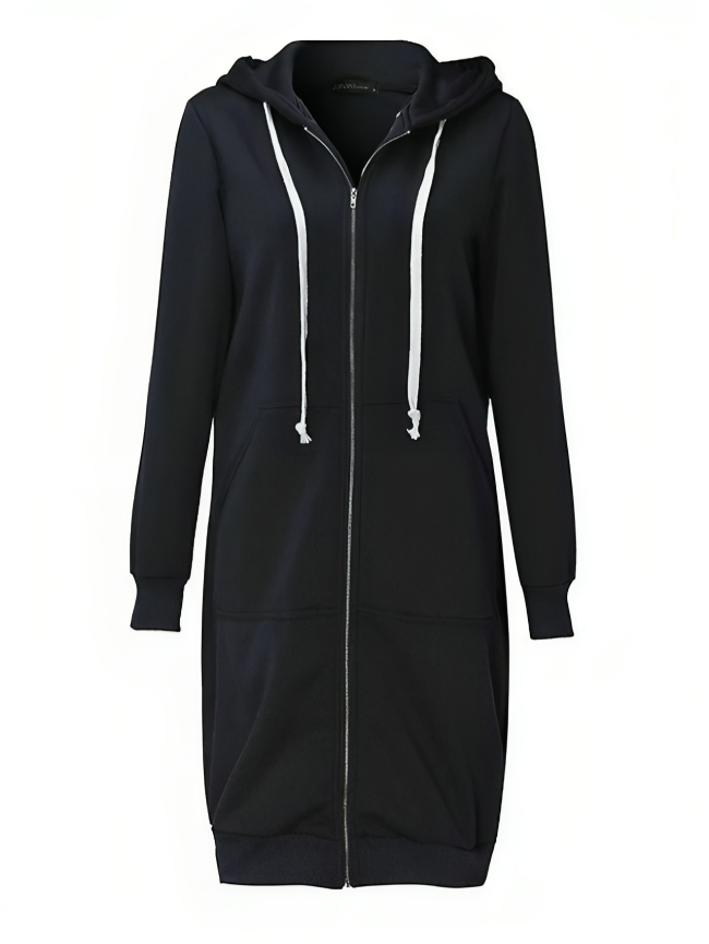 Women's Sporty Midi Hoodie Dress with Zipper Pockets for Ultimate Comfort