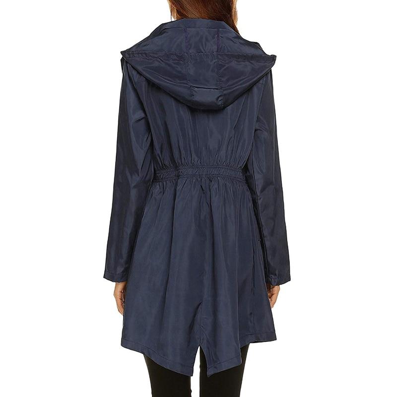 Women's Hooded Waterproof Rain Jacket with Adjustable Waist Cord