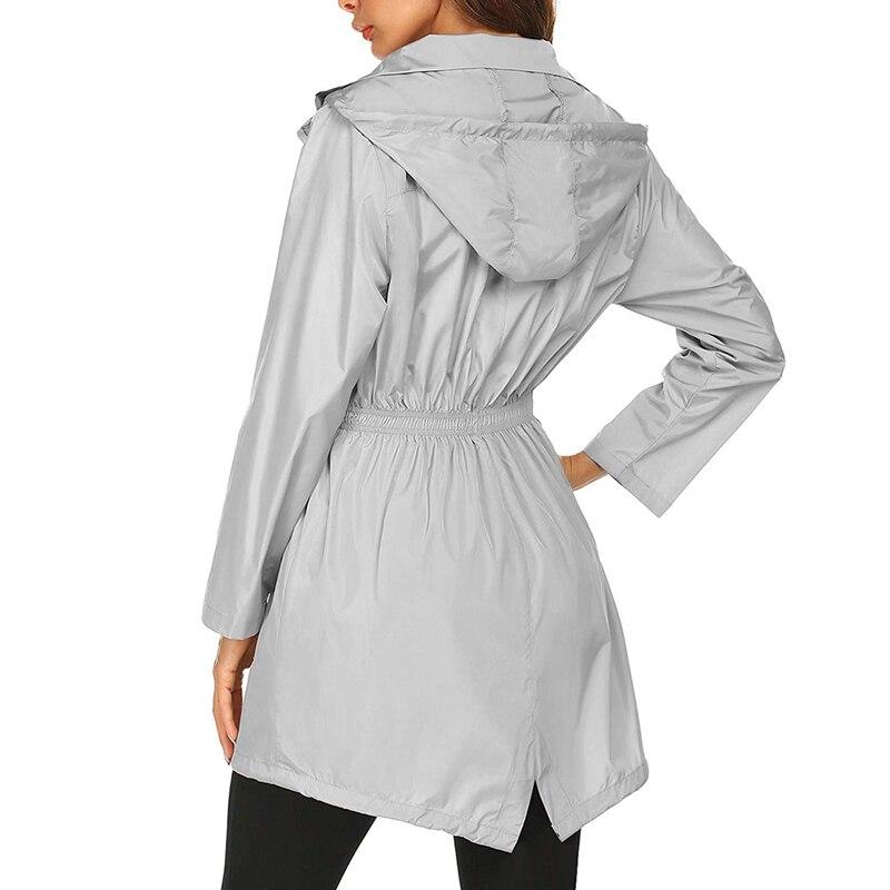 Women's Hooded Waterproof Rain Jacket with Adjustable Waist Cord