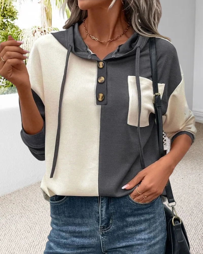 Color Blocked Relaxed Fit Hoodie