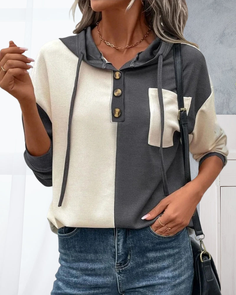 Color Blocked Relaxed Fit Hoodie