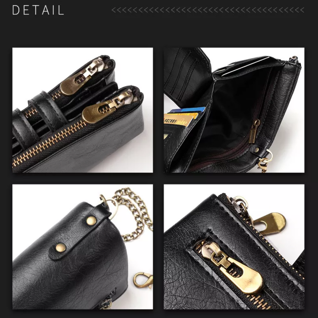Vintage Leather Wallet with Stylish Chain!
