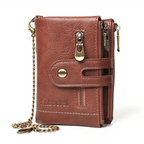 Vintage Leather Wallet with Stylish Chain!