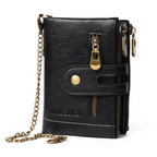 Vintage Leather Wallet with Stylish Chain!