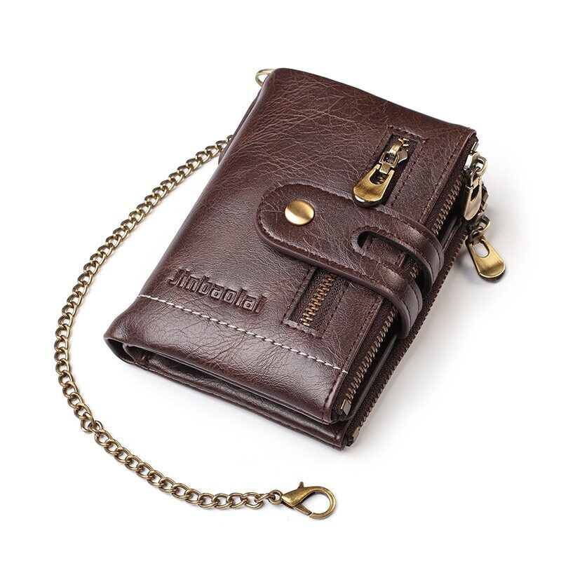 Vintage Leather Wallet with Stylish Chain!