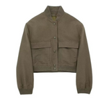 Romy | Button-Detail Short Bomber Jacket