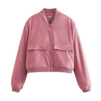 Romy | Button-Detail Short Bomber Jacket