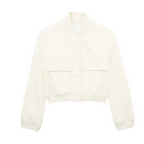 Romy | Button-Detail Short Bomber Jacket