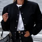 Romy | Button-Detail Short Bomber Jacket