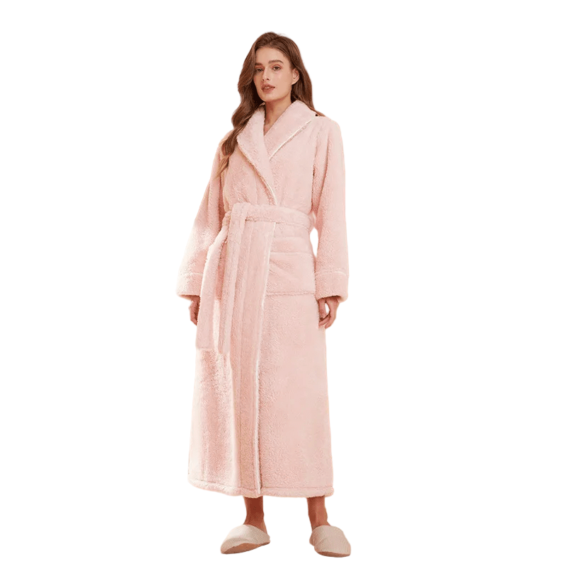 Cozy Fleece Bathrobe with Adjustable Tie Belt