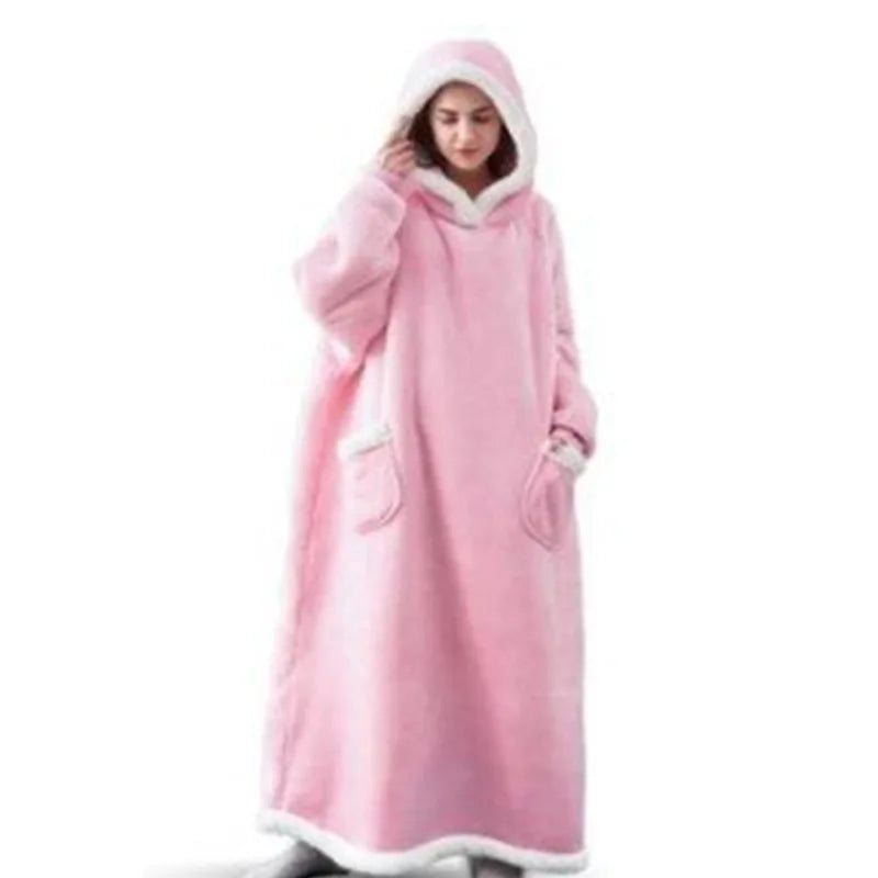 Oversized Sleeved Blanket Robe with Head Opening