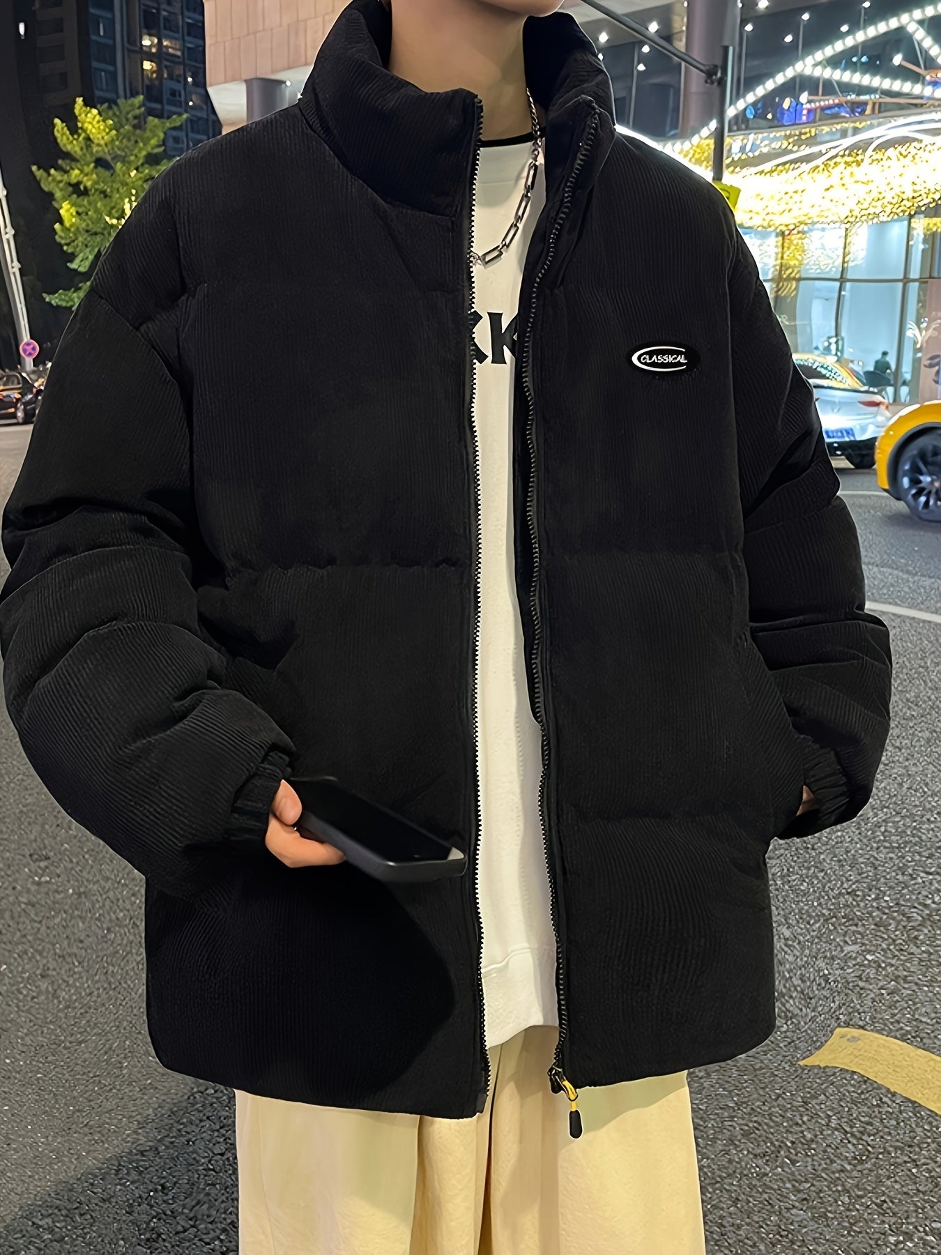 Sara | Corduroy Winter Coat with Matching Shoulder Bag