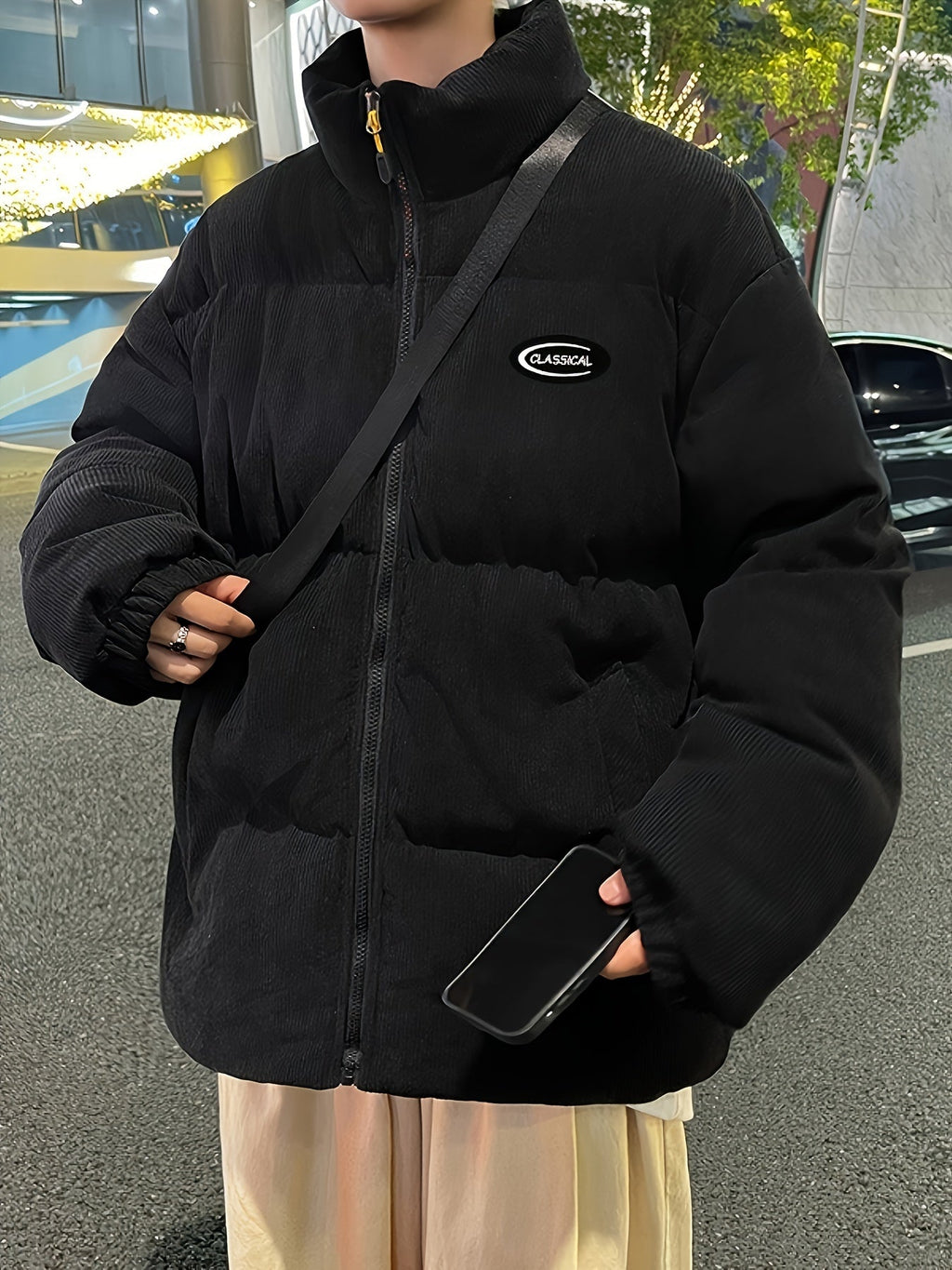 Sara | Corduroy Winter Coat with Matching Shoulder Bag