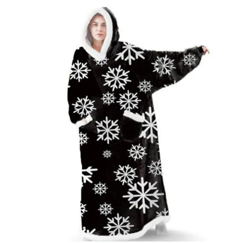 Oversized Sleeved Blanket Robe with Head Opening