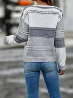 Sophie | V-Neck Casual Color Block Sweater with Long Sleeves
